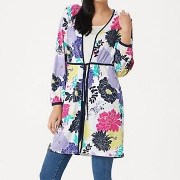 Susan Graver Tops - Susan Graver Petite Liquid Knit Tie-Front Duster